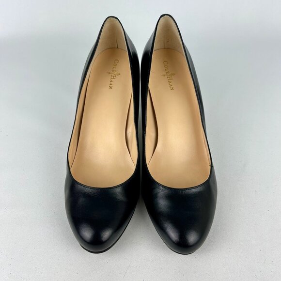 Cole Haan Womens Black Leather Block Heel Pumps Career Dressy size 9.5B - Picture 2 of 15